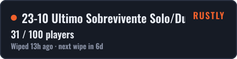28-8 Ultimo Sobrevivente Solo/Duo BR — live status badge