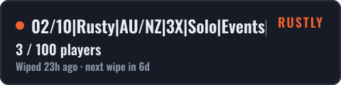 02/10|Rusty|AU/NZ|3X|Solo|Events|SOLO ONLY — live status