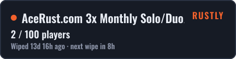 AceRust.com 3x Monthly Solo/Duo/Trio | Shared BPs — live status badge