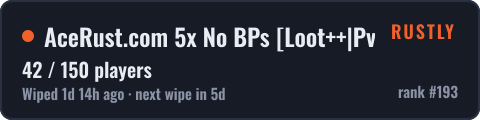 AceRust.com 5x No BPs Loot++|PvP|MyMini|Shop10x — live status