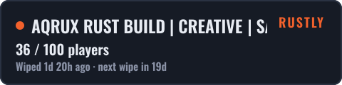 AQRUX RUST BUILD | CREATIVE | SANDBOX — live status badge