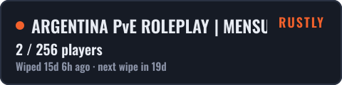 ARGENTINA PvE ROLEPLAY | MENSUAL + EVENTOS | WIPE 1/10 — live status