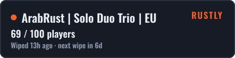 ArabRust | Solo Duo Trio | EU — live status