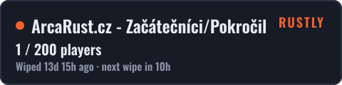 ArcaRust.cz - Začátečníci/Pokročilý Vanilla *WIPED 17.09* — live status badge
