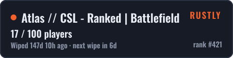 Atlas // CSL - Ranked | Battlefield | Aimtrain | Scrims | FFA — live status badge