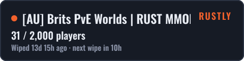 AU Brits PvE Worlds | RUST MMORPG | Quests | Custom Weapons — live status