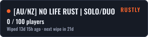 AU/NZ NO LIFE RUST | SOLO/DUO ONLY | VANILLA | LOW UPKEEP — live status