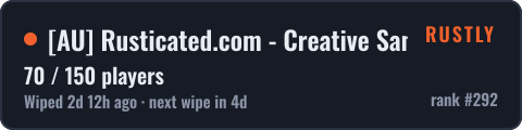[AU] Rusticated.com - Creative Sandbox | Build | Never Wipes — live status badge