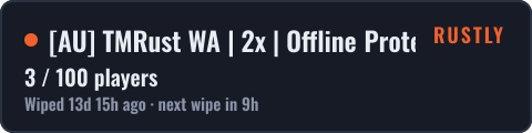 AU TMRust WA | 2x | Offline Protection | PVP | 50% Upkeep — live status