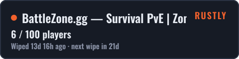 BattleZone.gg — Survival PvE | Zombies/Bots | Skills | Raidab — live status badge