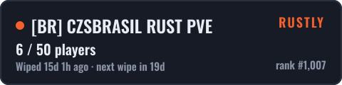 [BR] CZSBRASIL RUST PVE — live status badge