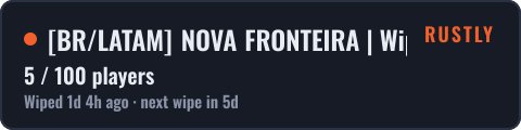 [BR/LATAM] NOVA FRONTEIRA | WipeFull 21/10 - 15hrs — live status badge