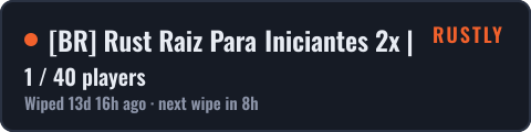 BR Rust Raiz Para Iniciantes 2x | Mensal | 50% Upkeep | No BP — live status