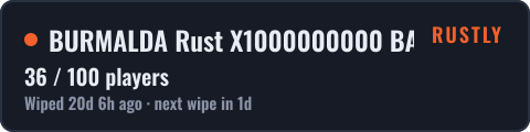 BURMALDA Rust X1000000000 BATTLEFIELD|PVP|SKINS|TP|IVENT — live status badge