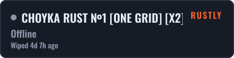 CHOYKA RUST №1 [ONE GRID] [X2] SMALL MAP - FPS+ZOMBIE MOD — live status badge