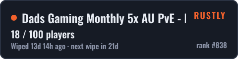 Dads Gaming Monthly 5x AU PvE - Raid Bases | Events | Kits | Sk — live status
