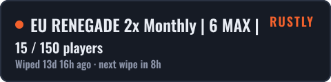 EU RENEGADE 2x Monthly | 6 MAX | 50% Upkeep | No BP Wipe | — live status badge