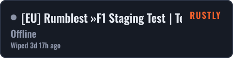 [EU] Rumblest »F1 Staging Test | Team-only PvP« — live status badge