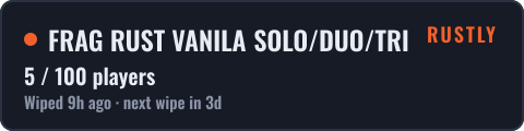 FRAG RUST VANILA SOLO/DUO/TRIO WIPE SEMANAL — live status