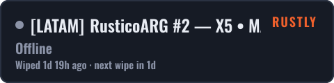 LATAM RusticoARG #2 — X5 • MAX 5 — WIPE 13/10 — live status