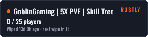 GoblinGaming | 5X PVE | Skill Tree | Events++ — live status badge