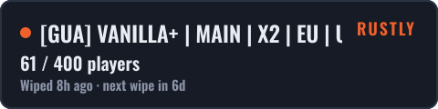 [GUA] VANILLA+ | MAIN | X2 | EU | FULL WIPE 15.10 — live status badge