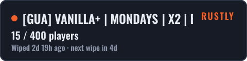 GUA VANILLA+ | MONDAYS | X2 | EU | MAP WIPE 12.10 — live status