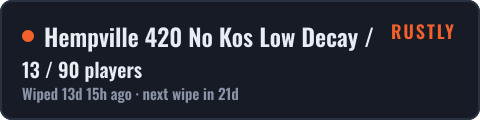 Hempville 420 No Kos Low Decay / Limited PvP — live status