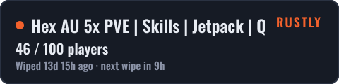 Hex AU 5x PVE | Skills | Jetpack | Quests | Custom Weapons — live status badge