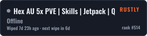 Hex AU 5x PVE | Skills | Jetpack | Quests | Custom Weapons — live status