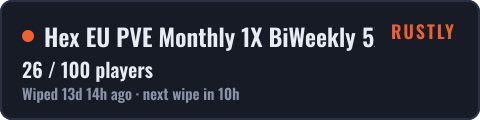 Hex EU PVE Monthly 1X  BiWeekly 5X | RPG | Custom Weapons | Jet — live status badge
