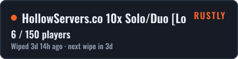 HollowServers.co 10x Solo/Duo [Loot+|MyMini|Shop|PvP] — live status badge