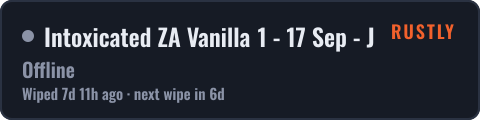 Intoxicated ZA Vanilla 1 - 17 Sep - Just wiped — live status