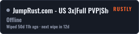 JumpRust.com - US 3x|Full PVP|Shop|Kits|TP|Events|Long| — live status badge