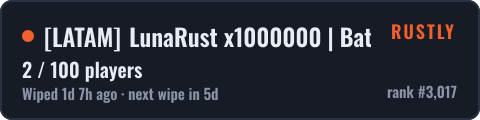 LATAM LunaRust x1000000 | Battlefield|Loadout|Kits|PVP — live status