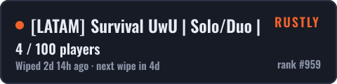 [LATAM] Survival UwU | Solo/Duo | NOOB — live status badge