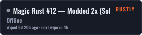Magic Rust #12 — Modded 2x (Solo/Duo) | Baйп 02.10 — live status badge