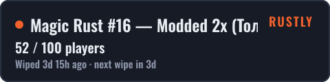 Magic Rust #16 — Modded 2x (Toлькo SOLO) | Pyccкий — live status badge