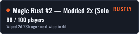 Magic Rust #2 — Modded 2x (Solo/Duo) | Baйп 12.10 — live status