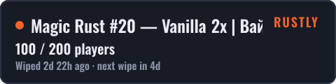 Magic Rust #20 — Vanilla 2x | Baйп 12.10 — live status badge