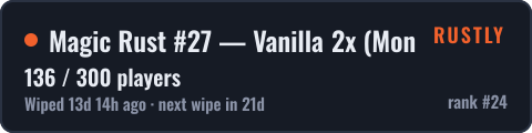 Magic Rust #27 — Vanilla 2x (Monthly) | Pyccкий — live status badge