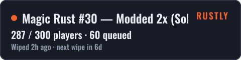 Magic Rust #30 — Modded 2x (Solo/Duo) | Baйп 17.10 — live status badge