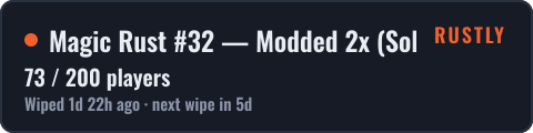 Magic Rust #32 — Modded 2x (Solo/Duo) | Baйп 13.10 — live status badge