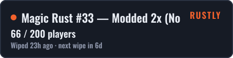 Magic Rust #33 — Modded 2x (No limit) | Baйп 14.10 — live status