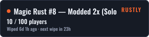 Magic Rust #8 — Modded 2x (Solo/Duo) | Baйп 09.10 — live status