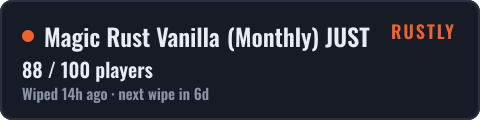 Magic Rust Vanilla (Monthly) JUST WIPED | 15.10 — live status badge