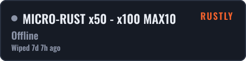 MICRO-RUST x50 - x100 MAX10 — live status