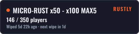 MICRO-RUST x50 - x100 MAX5 — live status badge