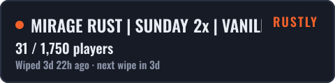 MIRAGE RUST | SUNDAY 2x | VANILLA+ | Wipe 11.10 — live status