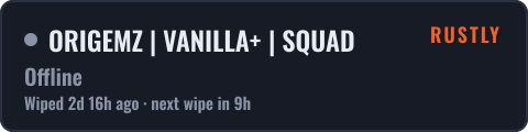 ORIGEMZ | VANILLA+ | SQUAD — live status